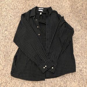 Van Heusen button down checkered shirt.